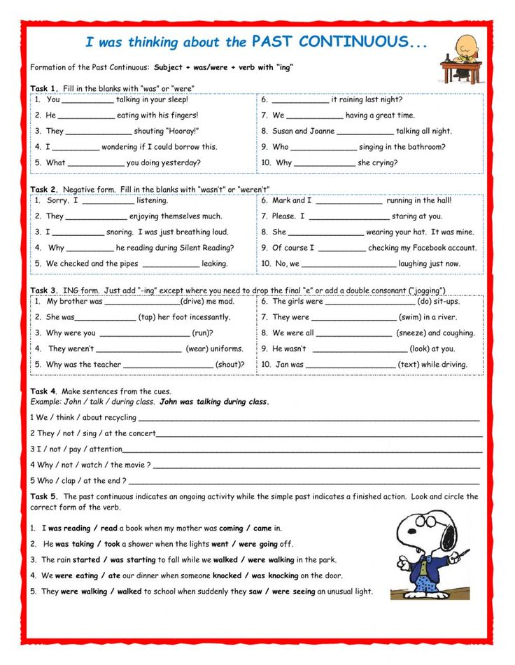 a printable worksheet for reading the past continuous tense with pictures and words