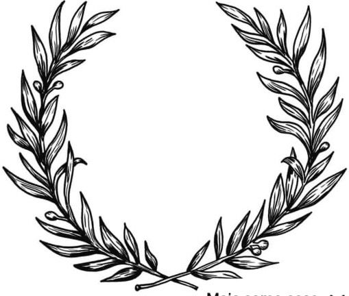 a black and white drawing of a laurel wreath