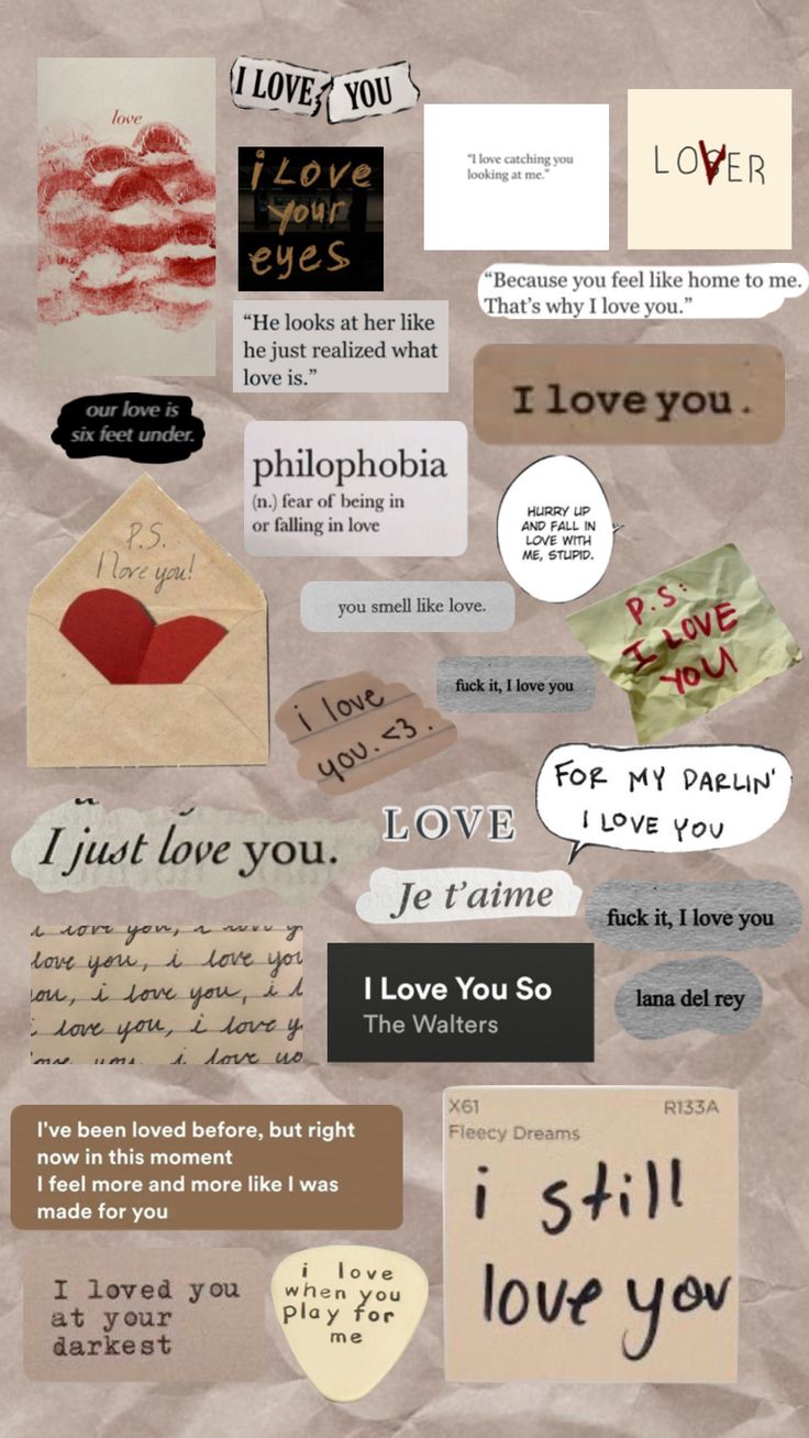 a collage of different types of paper with words and pictures on the top one