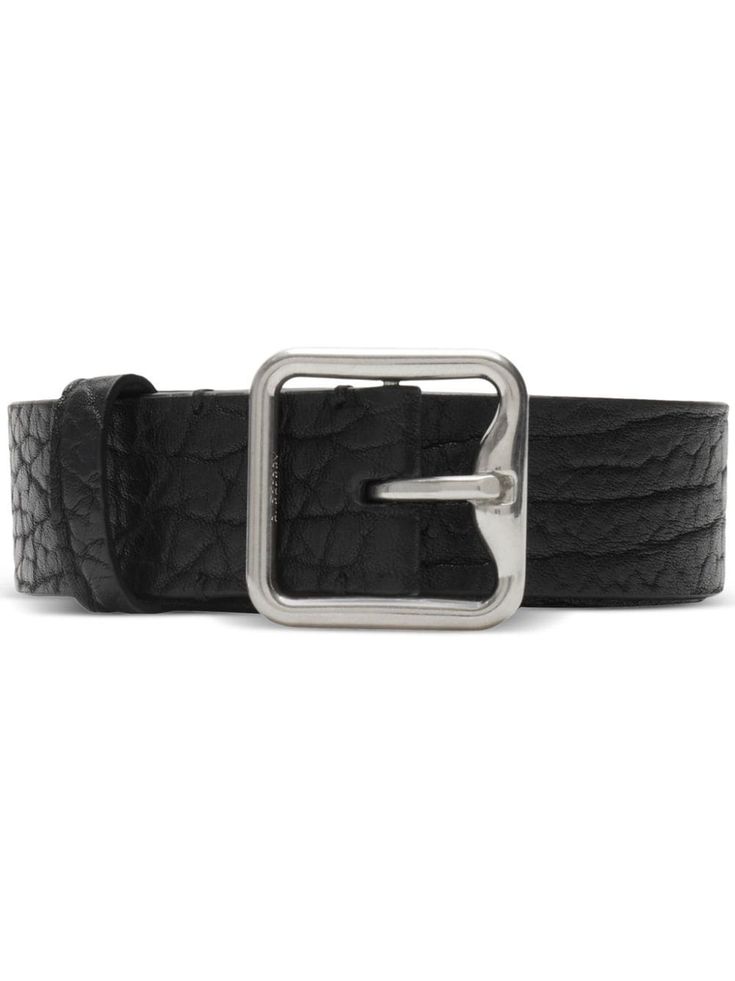 black calf leather pebbled texture signature B buckle silver-tone hardware punched holes belt loops adjustable fit We've partnered with Good On You — an independent agency that rates how brands perform in relation to their impact on the planet, people and animals, with a multi-criteria rating simplified to a five points scale. In order to be awarded our conscious label, larger brands need to score a minimum of four out of five ('Good'), while smaller brands must score at least three out of five Designer Leather Belt Buckles With Palladium Hardware, Modern Leather Belt Buckles With Palladium Hardware, Designer Black Belt Buckles With Palladium Hardware, Leather Belt With Rectangular Tang Buckle, Leather Belt With Tang Rectangular Buckle, Black Leather Belt Buckles With Tang Buckle, Modern Black Belt With Tang Buckle, Designer Black Belt With Tang Buckle, Five Points