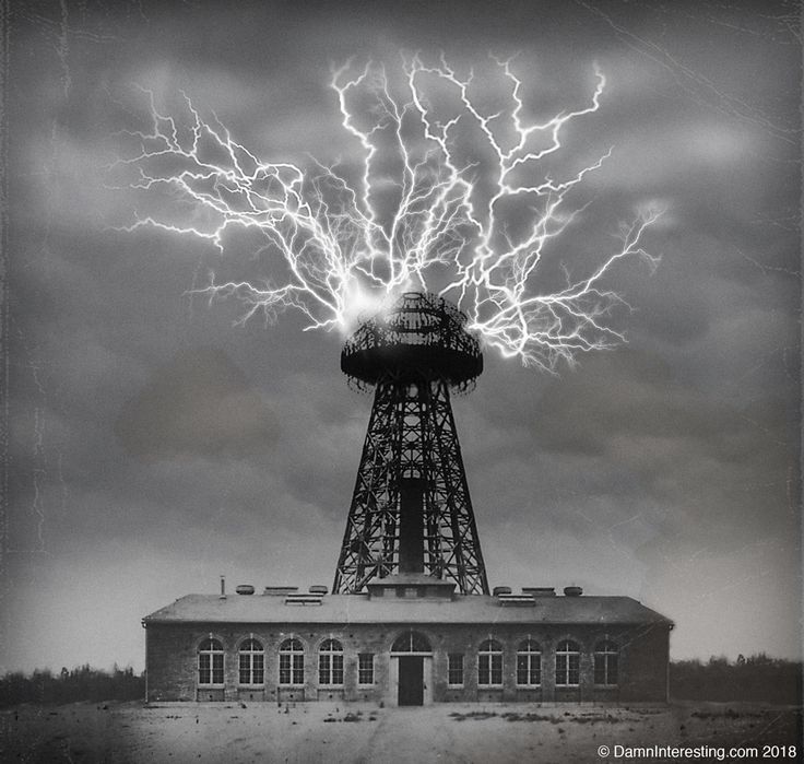 lightning strikes over an old building in the middle of nowhere, black and white photograph