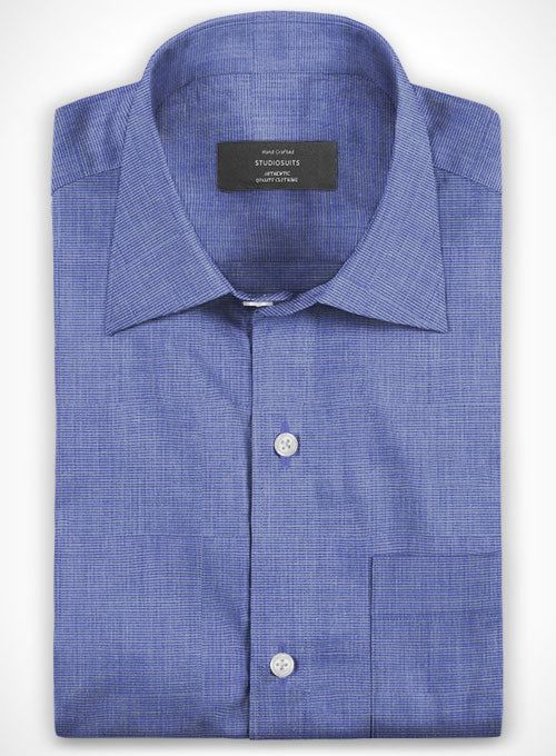 When it comes to dapper dressing, simplicity is the key to success. 
 
 Engineered from pure cotton, the fil-a-fil poplene shirt in blue is a versatile piece that can be called upon for any occassion. 
 
 The Fil-a-fil or End-to-End fabric is woven with a white and different coloured thread, to offer an irregular effect, the result is a fabric that from a distance, appears plain-colored but up close, features distinct contrast coloring. 
 
 Wear it as part of a tailored look or wear with trouser Cotton Business Tops With Welt Pockets, Blue Spread Collar Shirt For Office, Semi-formal Cotton Shirt With Welt Pockets, Semi-formal Cotton Shirt With Spread Collar, Cotton Shirt With Spread Collar For Semi-formal Occasions, Semi-formal Blue Cotton Tops, Blue Cotton Dress Shirt For Business Casual, Short Sleeve Cotton Dress Shirt For Business, Blue Cotton Shirt For Office Wear