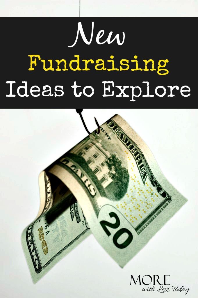 the words new fundraisering ideas to explore with money hanging from it's end