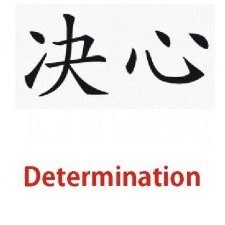 the words determination are written in chinese characters