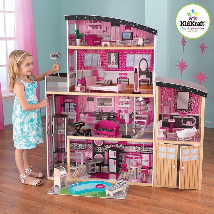 Large Dollhouses for Barbie Size Dolls Barbie Mansion, Dreamhouse Barbie, Big Doll House, Dollhouse Decorating, Diy Barbie House, Diy Barbie Furniture, Barbie Doll House, Barbie Stuff, Modern Dollhouse