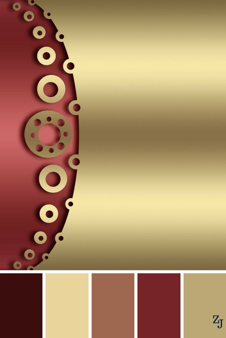 a red and gold color scheme with circles