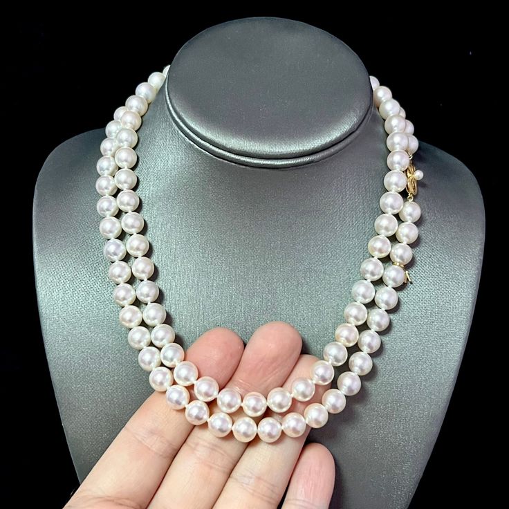 Magnificent and Rare Mikimoto Estate Akoya Pearl 9 mm necklace Necklace 36" 18k Yellow Gold Certified $56,000 M56000Estate Mikimoto 97 Pearls LARGE 9 mm 36 Inches 18 KT Yellow Gold ClaspTRUSTED SELLER SINCE 2002PLEASE REVIEW OUR 100% POSITIVE FEEDBACKS FROM OUR HAPPY CLIENTSPLEASE SEE ATTACHED MIKIMOTO CERTIFICATE AND APPRAISAL FOR DETAILSMikimoto New York730 Fifth Avenue New York, NY 10019FREE PRIORITY SHIPPINGDETAILSStone: Fine Quality Japanese Akoya PearlPearl Shape: RoundPearl Color: Pink/Wh Luxury Single Strand Yellow Gold Pearl Necklace, Luxury Double Strand Pearl Necklace For Formal Occasions, Luxury High Luster Necklaces For Formal Occasions, Luxury Single Strand Pearl Necklace, Yellow Gold Long Necklace With Pearl Chain, Yellow Gold Single Strand Round Necklace, Yellow Gold Single Strand Necklace, Classic Long Pearl White Necklace, Luxury Akoya Pearl Necklace