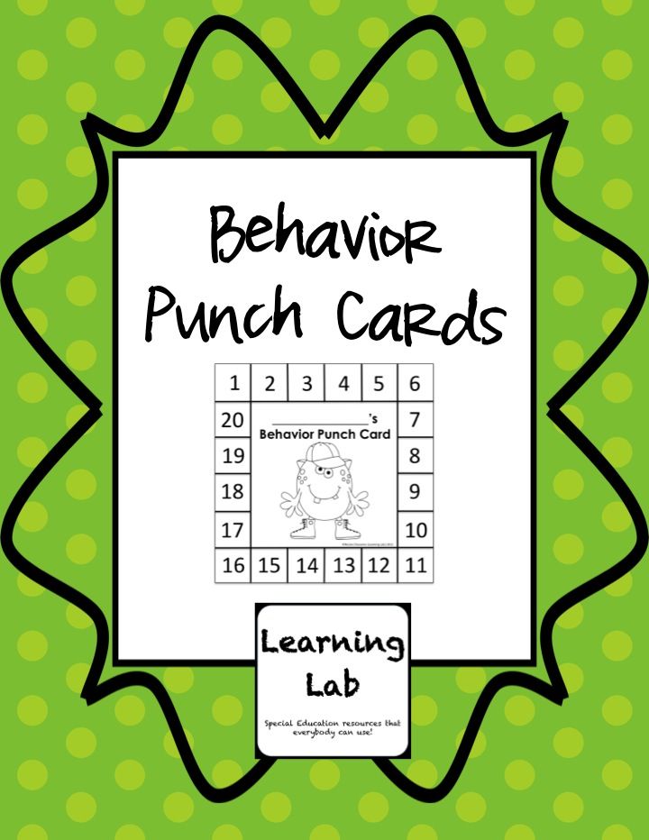 the behavior punch cards for learning numbers