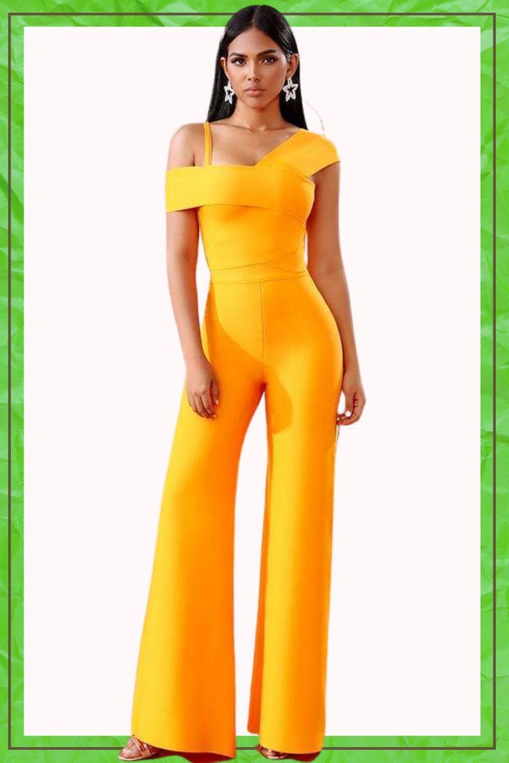 Show off your look in this striking two piece set. Wear this ensemble to complete your party, day, and night wear. Take all the attention to where it belongs, on you. Who doesn't love a yellow jumpsuit? We do, that's why we created one. The coolest cat in the house will be captured by our sexy bodycon set. And this is not just any old jumpsuit. It has a unique asymmetric design and spaghetti straps, giving you an alluring look that'll make you want to wear it all day and night. Simple yet classy Chic Two-piece Pantsuit For Party, Fitted Solid Color Sets For Night Out, Fitted Solid Color Strapless Jumpsuit For Party, Yellow Jumpsuit For Party, Elegant Yellow Jumpsuit For Party, Elegant Fitted Yellow Jumpsuit, Elegant Yellow Fitted Jumpsuits And Rompers, Elegant Fitted Yellow Jumpsuits And Rompers, Summer High Waist Pantsuit For Party