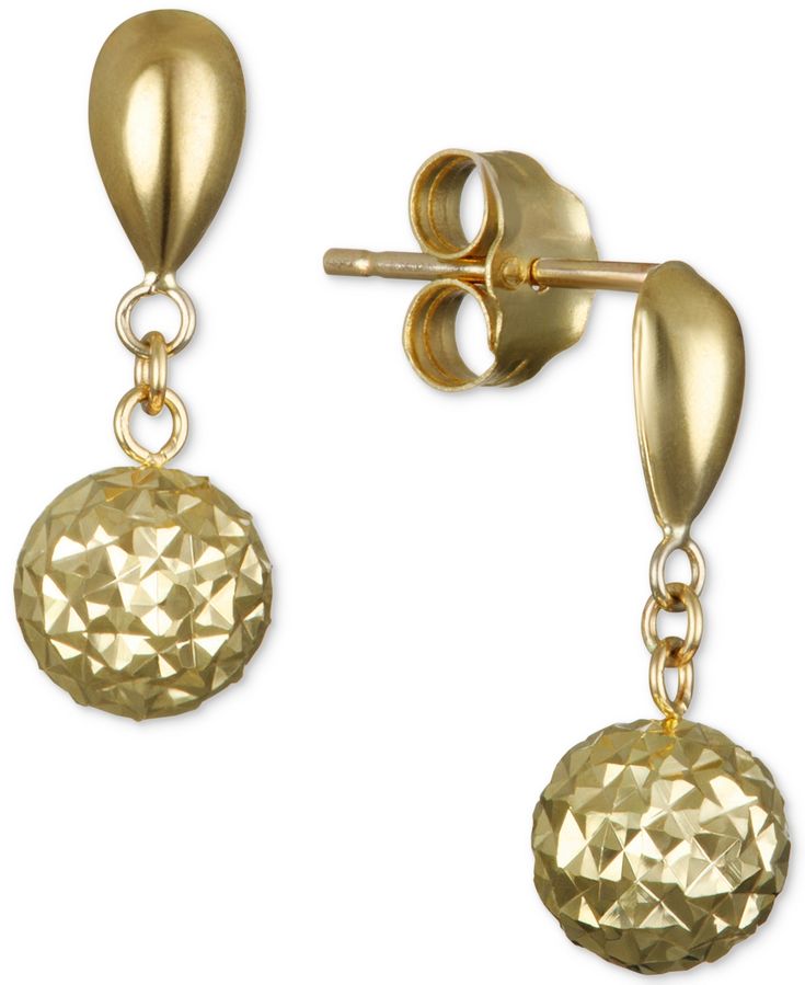 Sparkle and shine in the radiant light captured by the polished diamond-cut texture of these drop earrings designed in 14k gold. Approximate drop: 5/8". Sparkle And Shine, Mens Gift Sets, Luxury Gifts, Baby Clothes Shops, Gold Gold, 10k Gold, Designer Earrings, Trending Shoes, Belly Button Rings