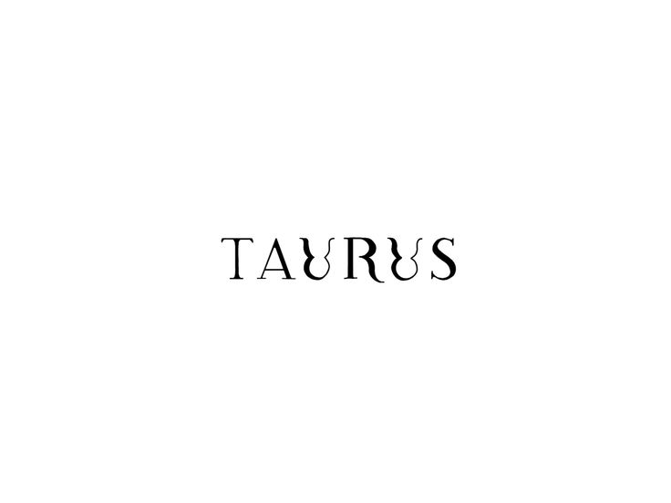 the word taurus written in black ink on a white background