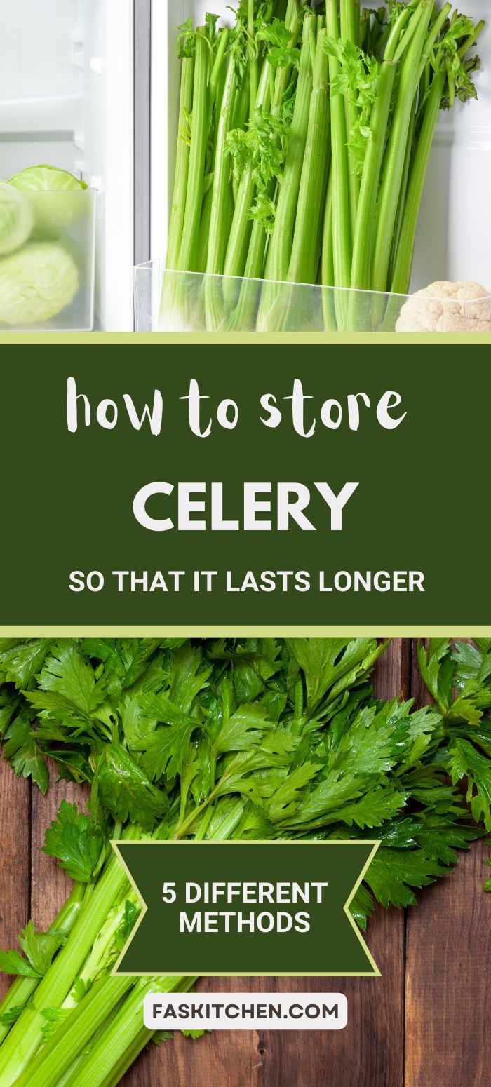 An image of fresh celery with text explaining 5 easy ways to store it. Learn how to keep your celery crisp and fresh for longer. Ideal for anyone looking to improve their food storage skills. #Celery #FoodStorage #KitchenHacks Storing Celery, Store Celery, How To Freeze Celery, How To Store Celery, Growing Celery, Freezing Vegetables, Storing Fruit, How To Store, Reduce Food Waste