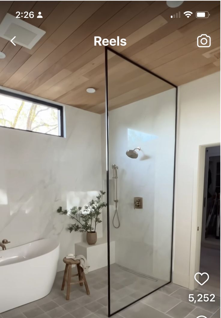 the bathroom is finished and ready to be used as a walk - in shower area