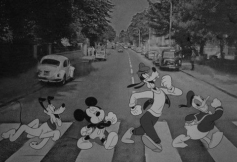 an image of mickey mouse crossing the street