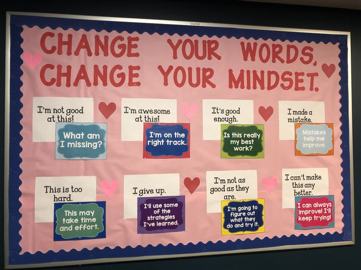 a bulletin board with words on it that say change your words, change your minds