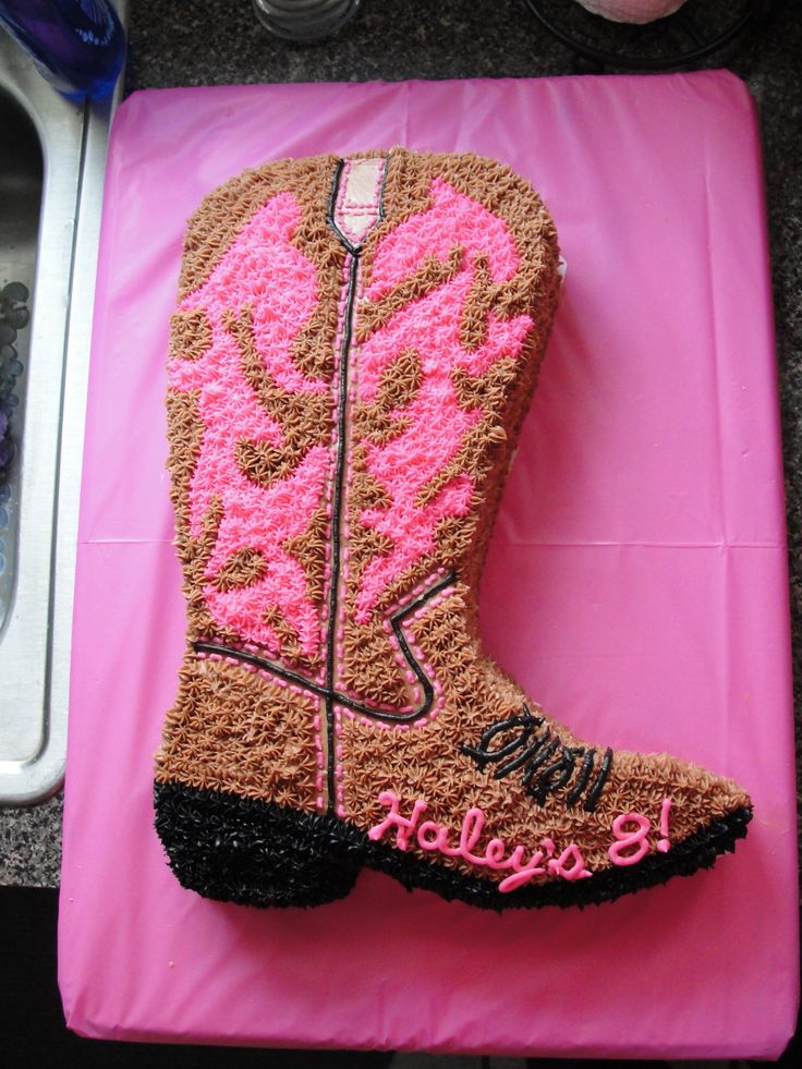 a cake made to look like a cowboy boot