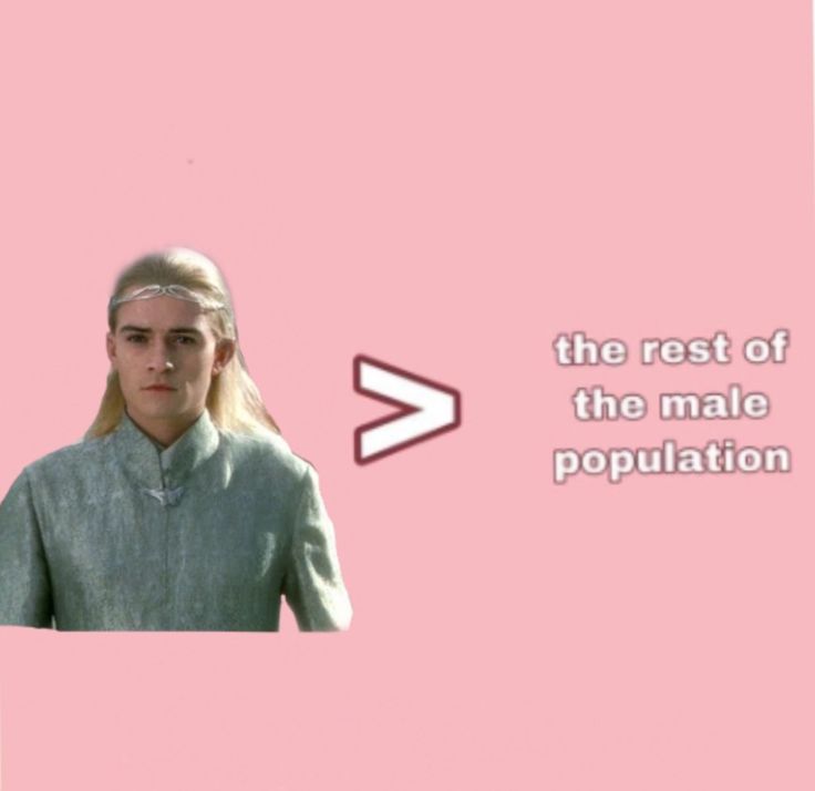 a man with long blonde hair standing in front of a pink background and an arrow pointing to the right