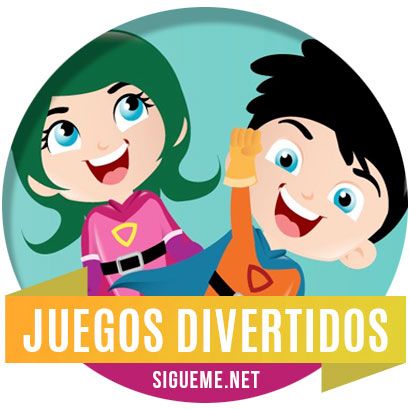 the logo for jegos divertides shows two children