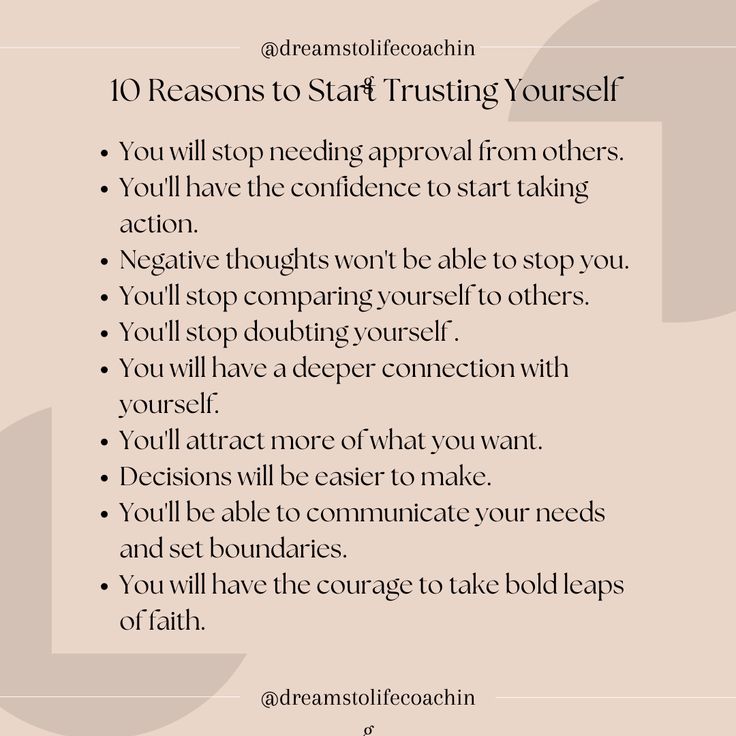 a poster with the words 10 reasons to start trusting yourself