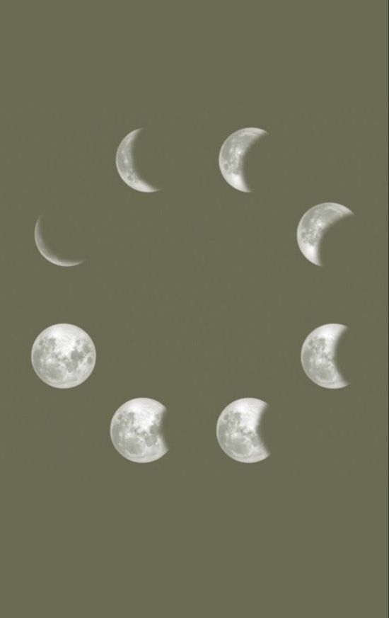 six phases of the moon are arranged in a circle