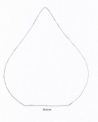 a line drawing of a pear with the word bottom written in black ink on white paper