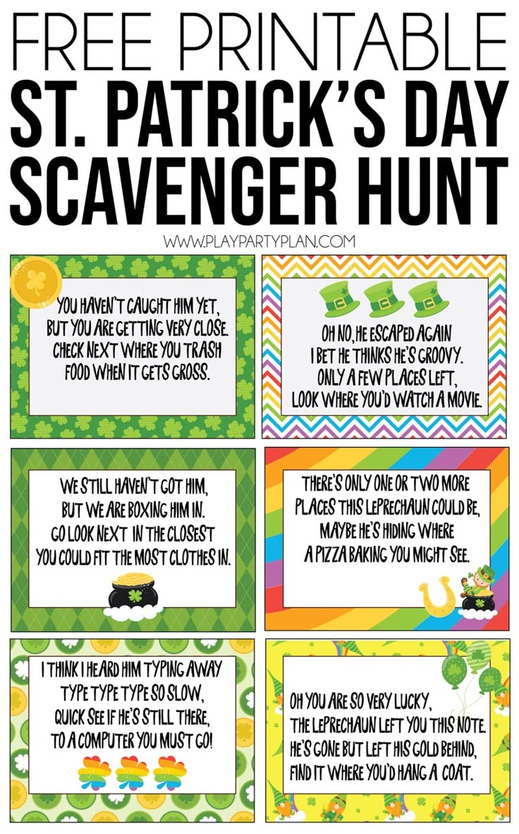 st patrick's day scavenger hunt with free printables