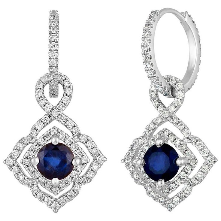 1.47 Carats Sapphire Diamond Gold Dangle Earrings Fine Jewelry Sapphire Diamond Earrings, Sapphire Diamond Accented Drop Earrings, Sapphire Diamond Accented Earrings In Fine Jewelry, Sapphire Diamond Earrings With Accents, Luxury Sapphire Diamond Earrings In Yellow Gold, Dazzling Diamond Gemstone Earrings For Formal Occasions, Dazzling Diamond Gemstone Earrings For Formal Events, Sapphire Diamond Earrings With Gemstone Detail, Sapphire Diamond Earrings With Prong Setting