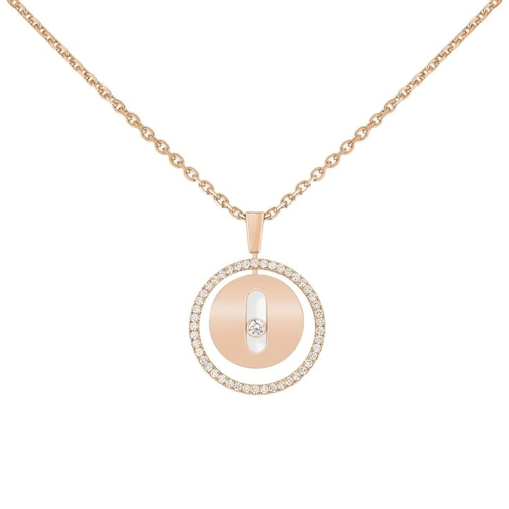 Messika Jewelry - NECKLACE DIAMOND ROSE GOLD LUCKY MOVE PM | Manfredi Jewels Christmas Gift Opening, Diamond Circle Necklace, Yellow Gold Necklace, Diamond Jewel, Luck Charm, Circle Diamond, Gold Diamond Necklace, Gold Diamond Earrings, Original Jewelry