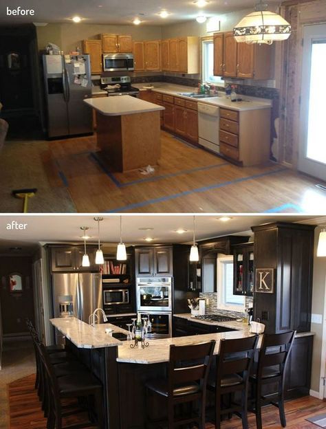 before and after pictures of a kitchen remodel