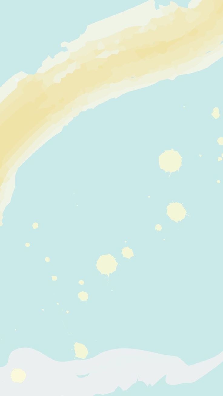 a yellow and blue painting with white clouds in the sky, on a light blue background