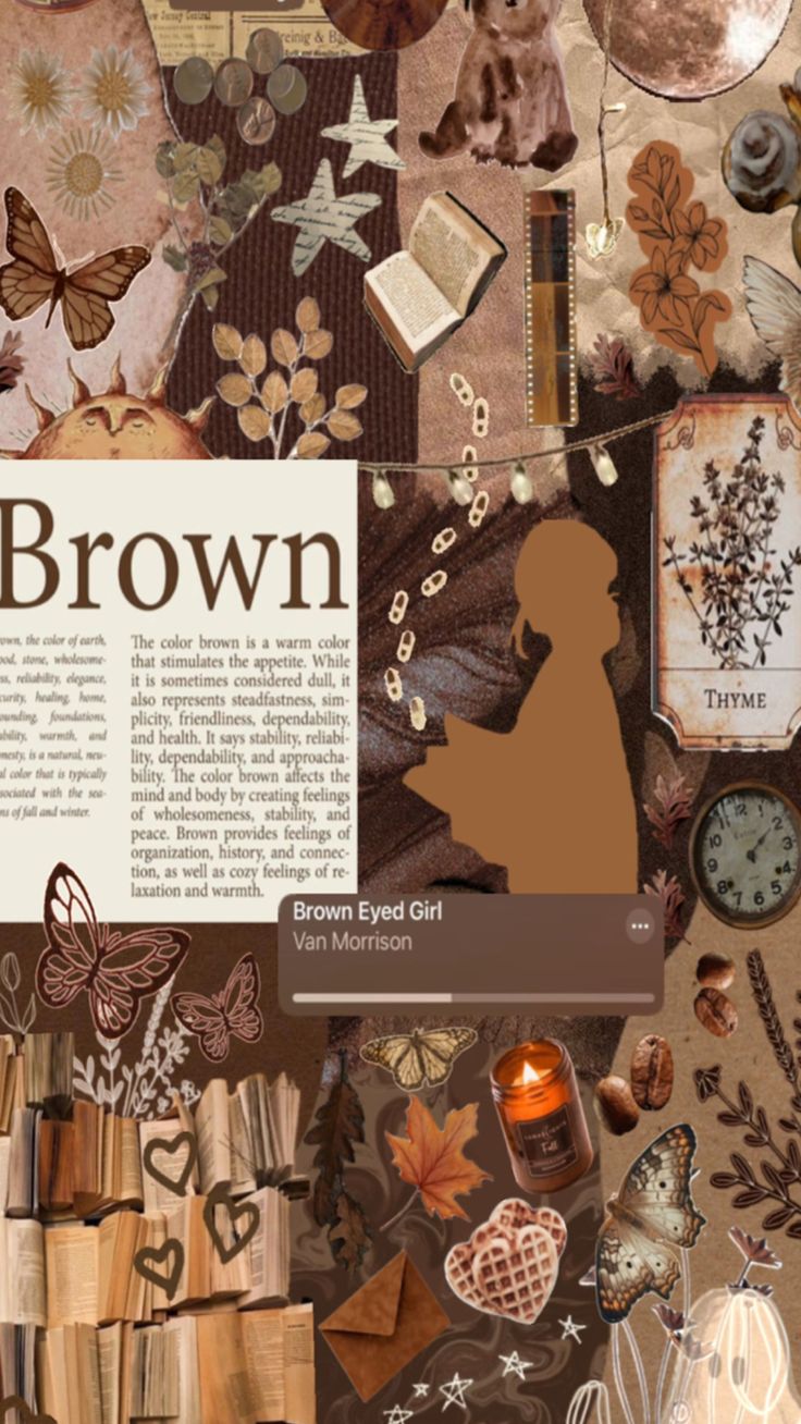 a collage of different items and things in brown