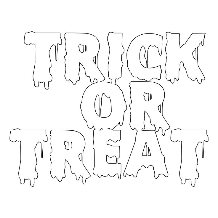 the words trick or treat are outlined in black and white