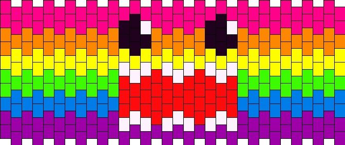 an image of a pixellated pattern with the colors of rainbows and black dots