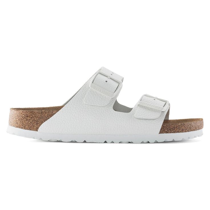 Men's Birkenstock Arizona Soft Footbed - White Leather An icon of timeless design and legendary comfort, the Arizona sandal has been defining style since 1973. Featuring an additional foam layer for cushioning, the soft footbed offers extra comfort plus go-all-day support. The upper is made from high-quality, soft natural leather. DETAILS: Original BIRKENSTOCK soft footbed; anatomically shaped Upper: natural leather Footbed lining: suede Sole: EVA Details: two straps, each with an individually a Soft Sandals, Womens Slides Sandals, Two Strap Sandals, White Leather Sandals, Simple Sandals, Birkenstock Women, Leather Sandals Women, Flip Flop Shoes, White Sandals