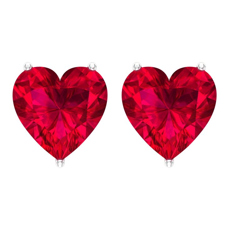 Product Details Add a touch of uniqueness, style, and elegance to your look with these captivating Created Ruby Stud Earrings. The highlight of these earrings is the Heart Shape Created Ruby, delicately set in a 3-prong setting on solitaire studs. Express your affection and make them a must-have addition to your jewelry collection. These Heart Earrings are guaranteed to catch the light and leave a lasting impression as you move. Product Information SKU SHP-EARRINGS092022241 Length 7.6 mm Width 7 Ruby Stud Earrings, Ruby Earrings Studs, Solitaire Earrings, July Birthstone Jewelry, Solitaire Studs, Heart Shaped Earrings, Ruby Earrings, Signature Jewelry, Stud Earrings For Women