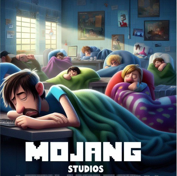 the movie poster for mojang studios shows children sleeping in bed with their heads on each other's shoulders