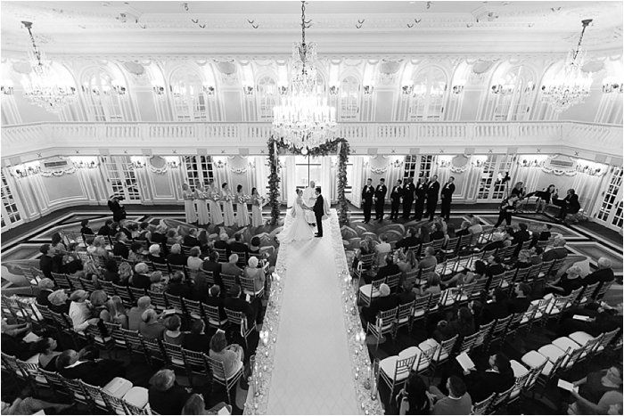 an aerial view of a wedding ceremony in the grand ballroom at the fairmont hotel