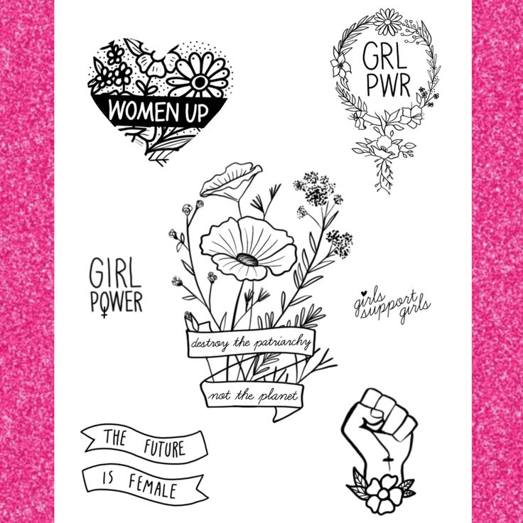 the girl power stamp set is shown in black and white