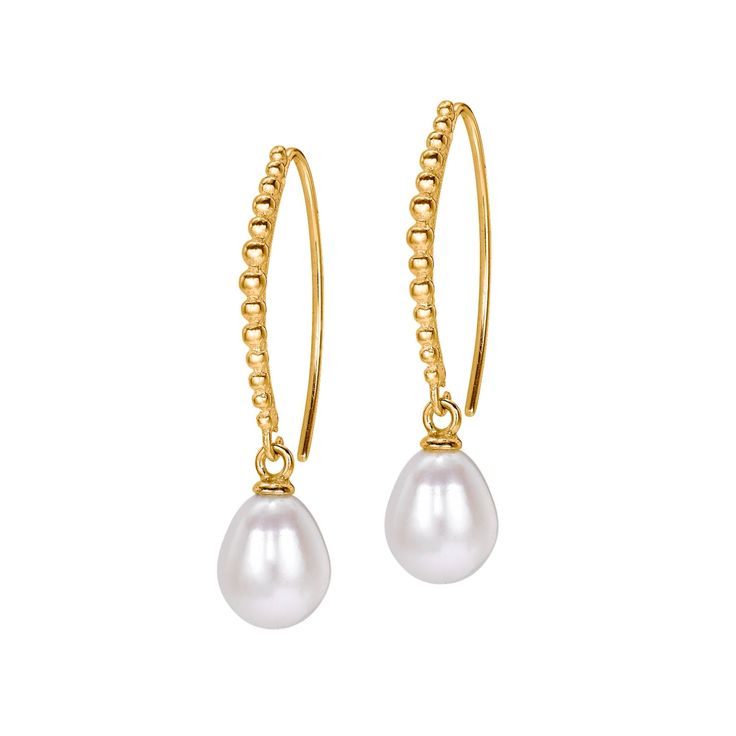 Designed for elegance, these sterling silver earrings have uniquely-textured dotty ear wires paired with 8mm oval white freshwater pearl drops. The earrings are complete with a radiant yellow gold vermeil finish. A timeless, classic jewellery box essen Dower & Hall designs their jewellery to be worn and treasured. Here are a few simple guidelines to keep your jewellery looking its best: Perfume, skin and hair products can all react with silver causing it to tarnish, cause vermeil to erode and even damage stones – especially pearls. Always apply your products before putting on your jewellery and leave for a few minutes to be absorbed by the skin. Avoid spraying perfume or hairspray directly onto your jewellery. Vermeil is a layer of fine 18ct gold, plated on top of silver. As this is just a Hall Designs, Classic Jewellery, Freshwater Pearl Drop Earrings, Drop Earrings Gold, Gold Vermeil Jewelry, Best Perfume, Vermeil Jewelry, Silver Jewelry Handmade, Solid Gold Jewelry