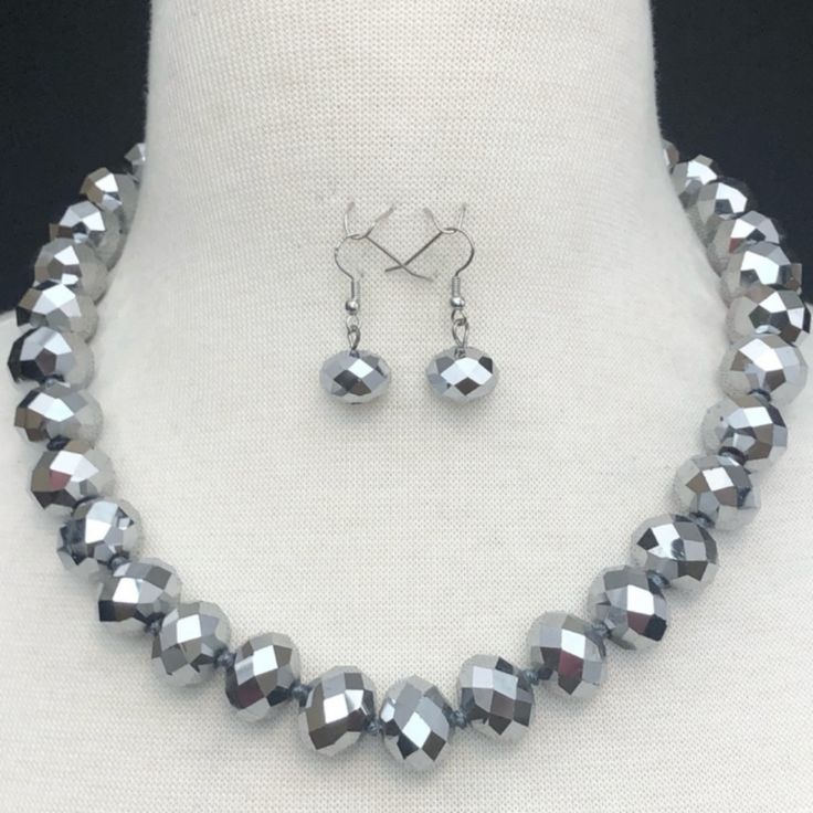 Stunning Hematite Bead Necklace And Earring Set. 19-22" Adjustable Necklace. All Jewelry Is New And Comes In Jewelry Pouch Or Gift Box. Bundle 4 Or More Items Receive Free Shipping. Other Listings, Chic, Boho, Classy, Glass, Beads, Sterling Silver, Stainless Steel, Tropical, Oceanic, Coastal, Traditional, Rainbow, Colors, Blue, Green, Red, Black, Silver, Orange, Pink, Purple, Yellow, Clear, Modern, Gothic, Natural, Stone, Crystal, Gemstone, Durable, Unique, Gift, Nature, Natural, Ring, Necklace, Party Polished Silver Beads Jewelry, Party Silver Jewelry With Polished Beads, Silver Faceted Crystal Necklaces With Round Beads, Silver Faceted Round Beads Crystal Necklace, Adjustable Silver Crystal Necklace With Silver Beads, Adjustable Faceted Silver Crystal Necklace, Silver Crystal Necklaces With Polished Beads For Gifts, Silver Faceted Necklaces For Party, Silver Faceted Necklace For Party