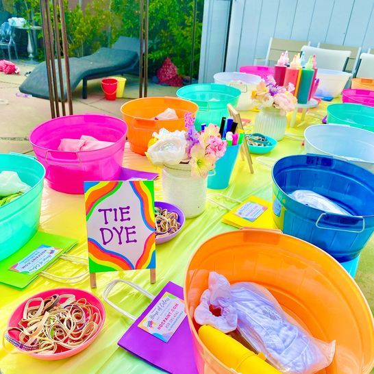 there is a birthday party set up on the table