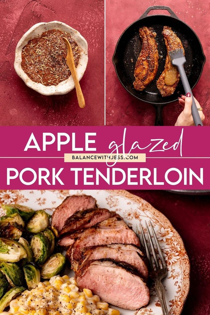 If you love healthy dinner recipes, you'll think this apple glazed pork tenderloin is the best! With a cozy cinnamon apple glaze, this oven baked pork tenderloin is easy, quick and simple. It's also perfect for a classic Thanksgiving, Christmas or holiday dinner. Find this apple glazed pork tenderloin and more healthy dinner recipes on the blog. Untraditional Thanksgiving Dinner, Oven Baked Pork Tenderloin, Glazed Pork Tenderloin, Easy Pork Tenderloin, Mustard Pork Tenderloin, Apple Pork Tenderloin, Baked Pork Tenderloin, Classic Thanksgiving, Apple Glaze