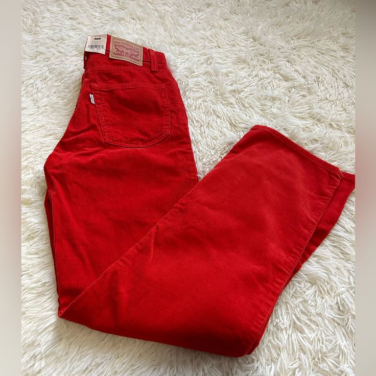 New With Tags, Tomato Red Corduroys. “ ‘94 Baggy Fit”. Waist, Laying Flat, 14 Inches. Rise, 10 Inches, Inseam 31 Inches. Please Ask Any Questions Before Purchasing. Pet Free Home. Smoke Free Home. Bundle And Save. Levi's Cotton Bottoms For Winter, Levi's Cotton Winter Bottoms, Classic Red Bottoms For Winter, Classic Red Winter Bottoms, Casual Red Levi's Bottoms, Retro Red Bottoms For Winter, Red Straight Leg Corduroy Bottoms, Red Corduroy Pants For Winter, Casual Red Corduroy Pants