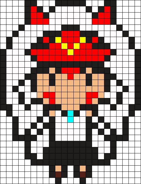 the pixel art is designed to look like an anime character