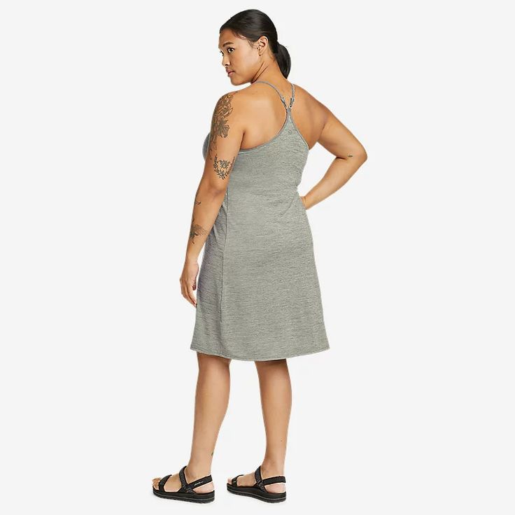 Women's Resolution Sleeveless Sport Dress | Eddie Bauer Gray Racerback Summer Activewear, Gray Racerback Activewear For Summer, Summer Hiking Athleisure Activewear, Summer Nylon Activewear For Outdoor, Summer Nylon Activewear For Outdoor Activities, Functional Summer Activewear For Outdoor Activities, Sporty Summer Outdoor Activewear, Casual Sports Dresses With 4-way Stretch, Casual Sports Dresses With Stretch