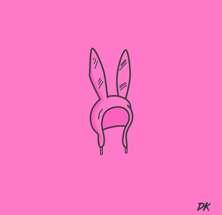 a drawing of a pink bunny head on a pink background