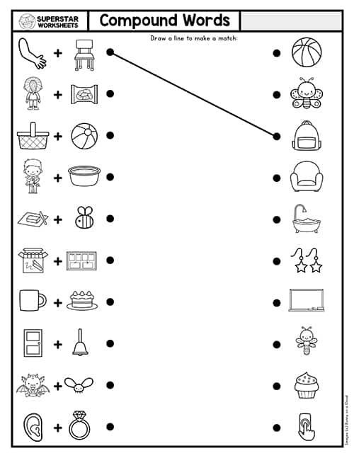 compound words worksheet with pictures to help students learn how to write and draw