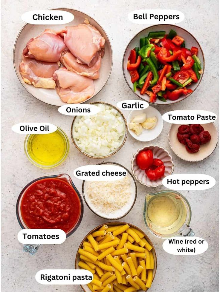 an image of different types of food in bowls on a table with words describing them