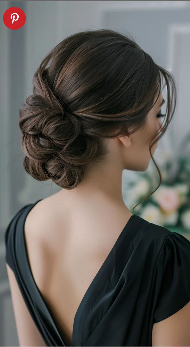 Hairstyles Boy, Hairstyles Pinterest, Deep Brown Hair, Sanggul Modern, Romantic Curls, Low Bun, Elegant Updo, Hairstyles Braids, Sleek Hairstyles