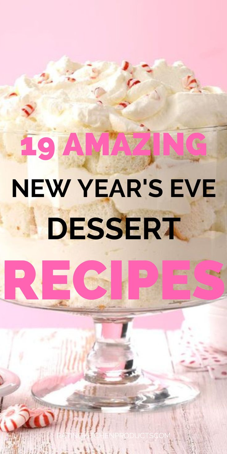 a cake with white frosting and candy canes on top is featured in the new year's eve dessert recipe